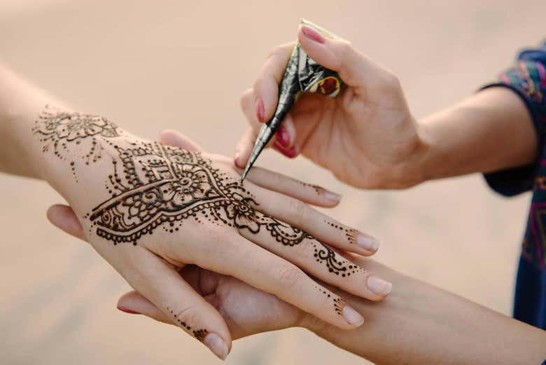 Henna hand tattoo
