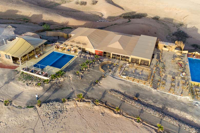 An aerial view of the campsite